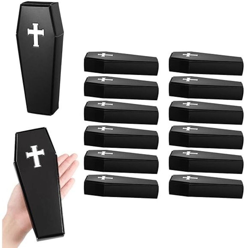 ⚰️12pcs Set Halloween Goth Coffin Casket Party Favor Treat Boxes Black Cardboard